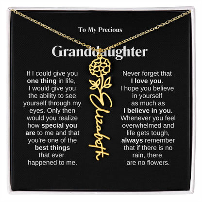 To My Granddaughter Flower Name Necklace
