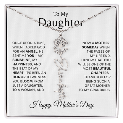 To My Daughter Birth Flower Necklace |