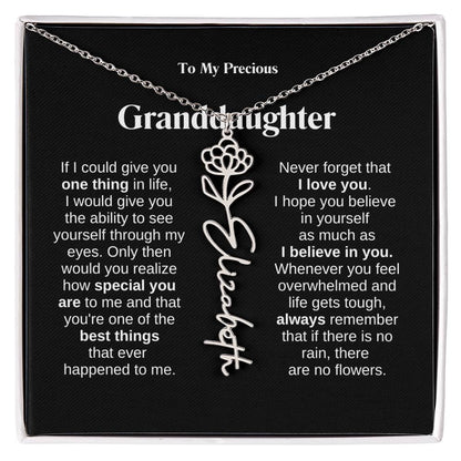 To My Granddaughter Flower Name Necklace