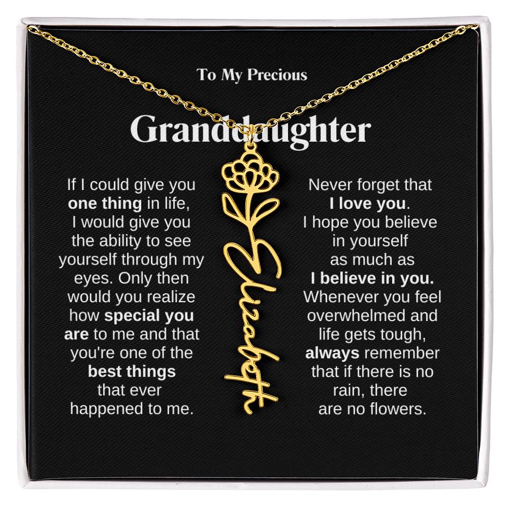 To My Granddaughter Flower Name Necklace