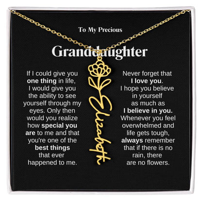 To My Granddaughter Flower Name Necklace