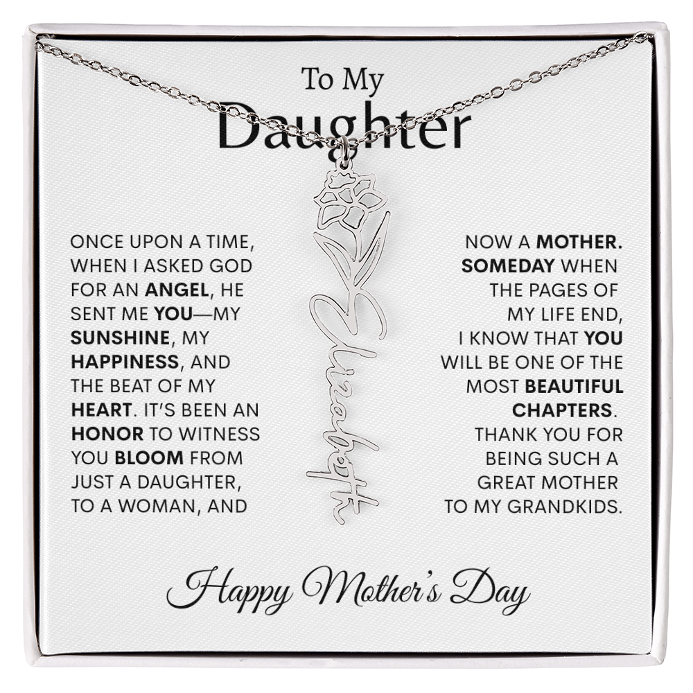 To My Daughter Birth Flower Necklace |