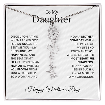 To My Daughter Birth Flower Necklace |
