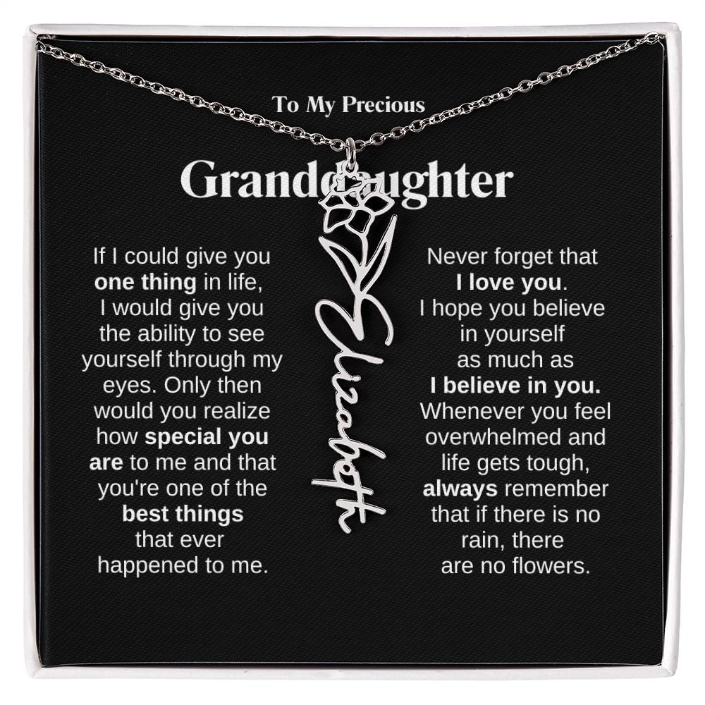 To My Granddaughter Flower Name Necklace