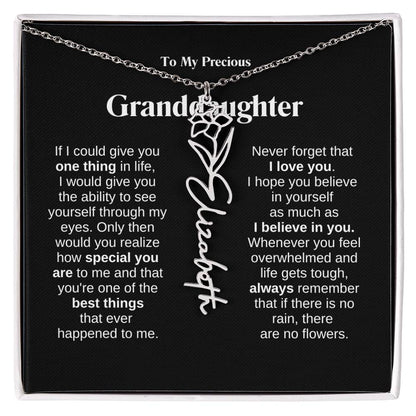 To My Granddaughter Flower Name Necklace