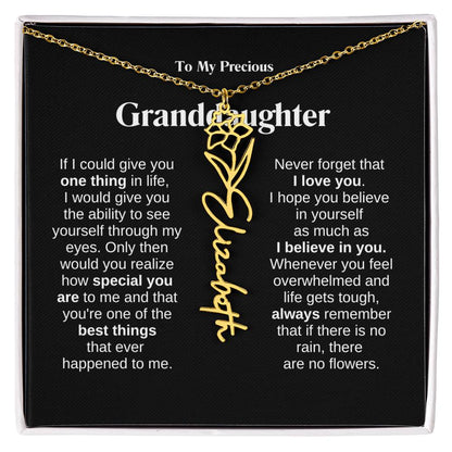 To My Granddaughter Flower Name Necklace