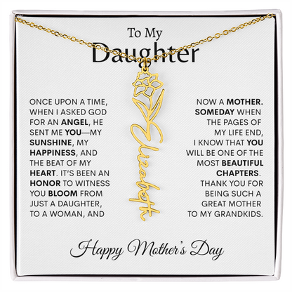To My Daughter Birth Flower Necklace |