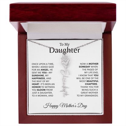 To My Daughter--Happy Mother's Day Birth Flower Name Necklace