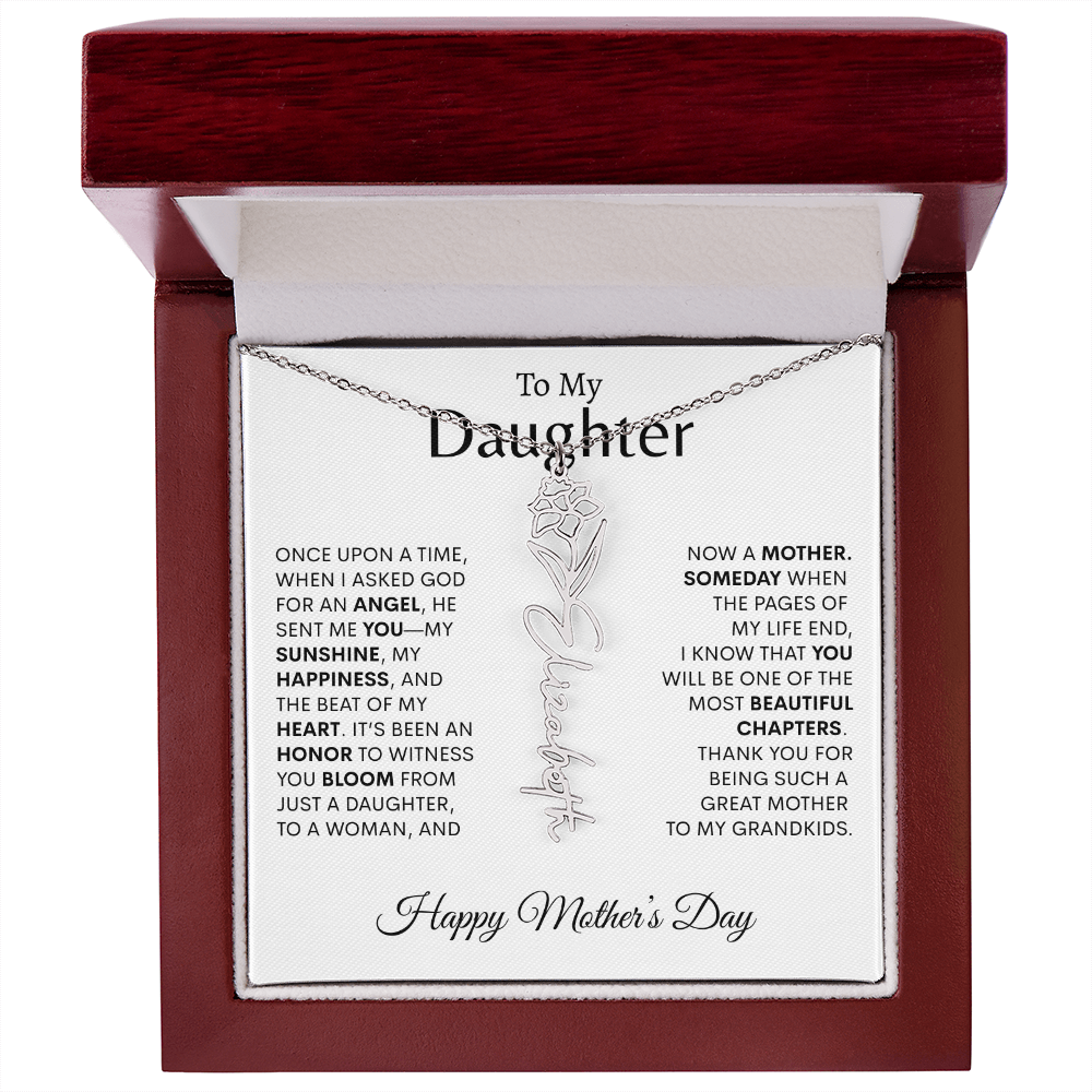 To My Daughter Birth Flower Necklace |