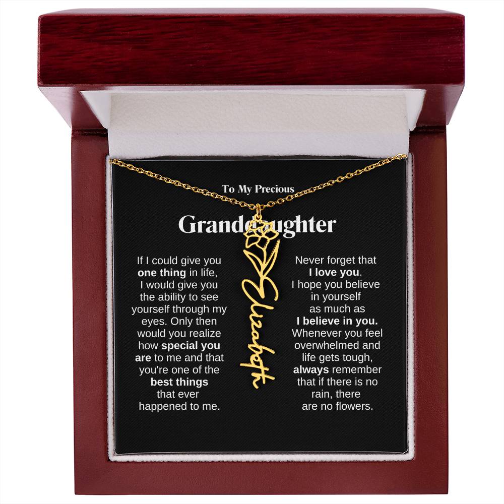 To My Granddaughter Flower Name Necklace