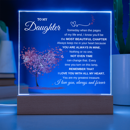 "To My Daughter" Heartfelt LED Acrylic Plaque with Wooden Base
