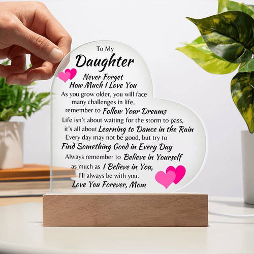 To My Daughter, From Mom | Heart Acrylic Plaque