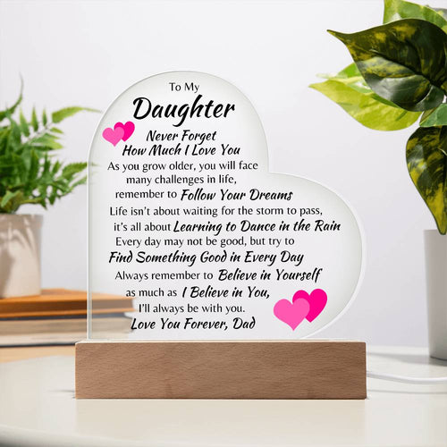 To My Daughter, From Dad | Heart Acrylic Plaque