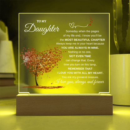 "To My Daughter" Heartfelt LED Acrylic Plaque with Wooden Base