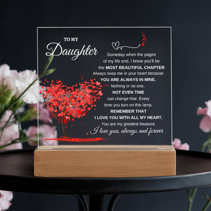 "To My Daughter" Heartfelt LED Acrylic Plaque with Wooden Base