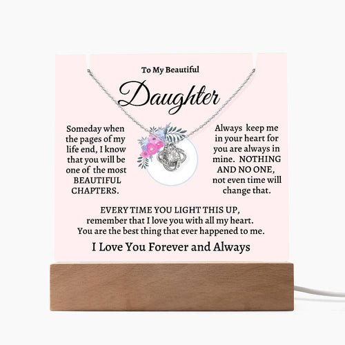Daughter Keepsake Acrylic Gift w/ Love Knot Necklace