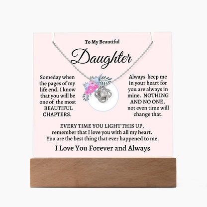 Daughter Keepsake Acrylic Gift w/ Love Knot Necklace