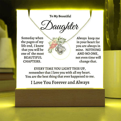 Daughter Keepsake Acrylic Gift w/ Love Knot Necklace
