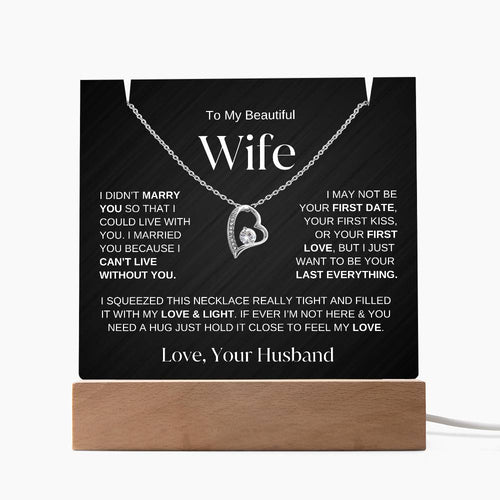 To My Wife | Elegant Keepsake Gift Set -LED Acrylic Light and Forever Love Necklace