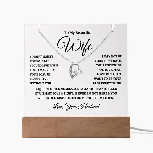 To My Wife | Alluring Love Keepsake Gift Set - Acrylic LED ligth and Necklace