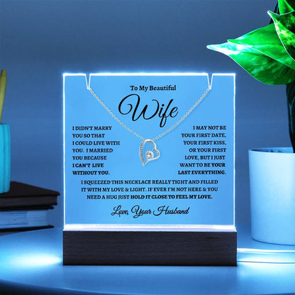 To My Wife | Alluring Love Keepsake Gift Set - Acrylic LED ligth and Necklace