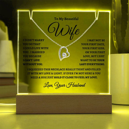 To My Wife | Alluring Love Keepsake Gift Set - Acrylic LED ligth and Necklace