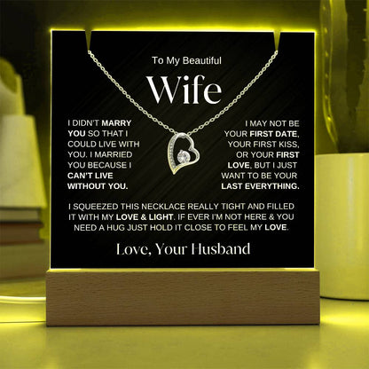 To My Wife | Elegant Keepsake Gift Set -LED Acrylic Light and Forever Love Necklace