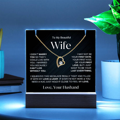 To My Wife | Elegant Keepsake Gift Set -LED Acrylic Light and Forever Love Necklace