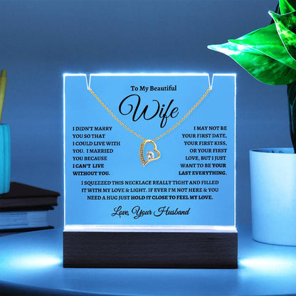 To My Wife | Alluring Love Keepsake Gift Set - Acrylic LED ligth and Necklace