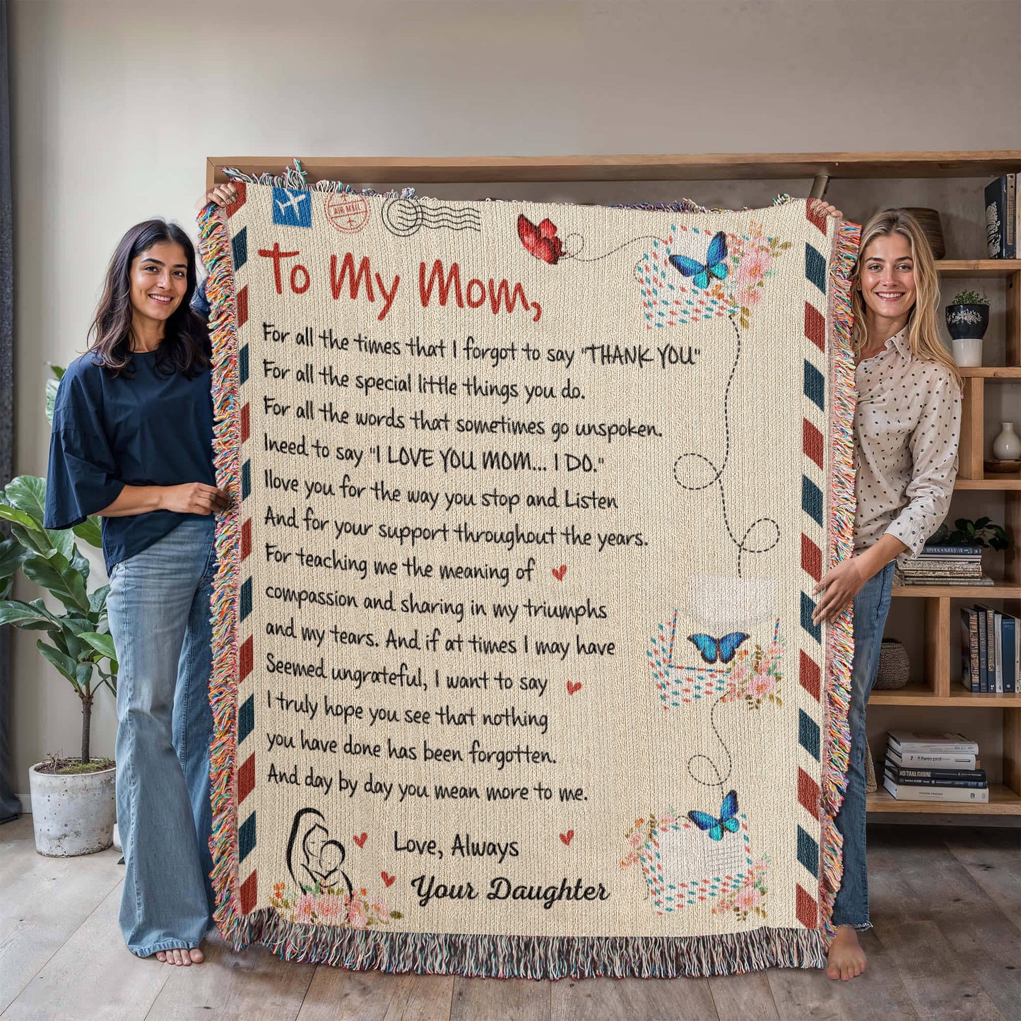 Loving Letter to Mom from Daughter | Woven Blanket
