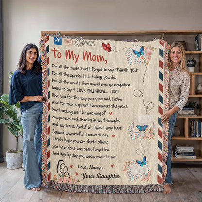 Loving Letter to Mom from Daughter | Woven Blanket