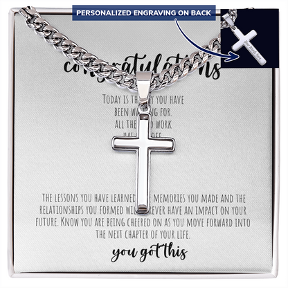 Personalized Cross with Cuban Link Chain