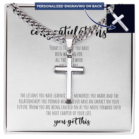 Personalized Cross with Cuban Link Chain