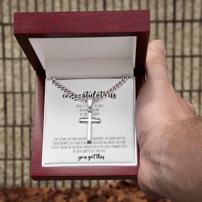 Personalized Cross with Cuban Link Chain