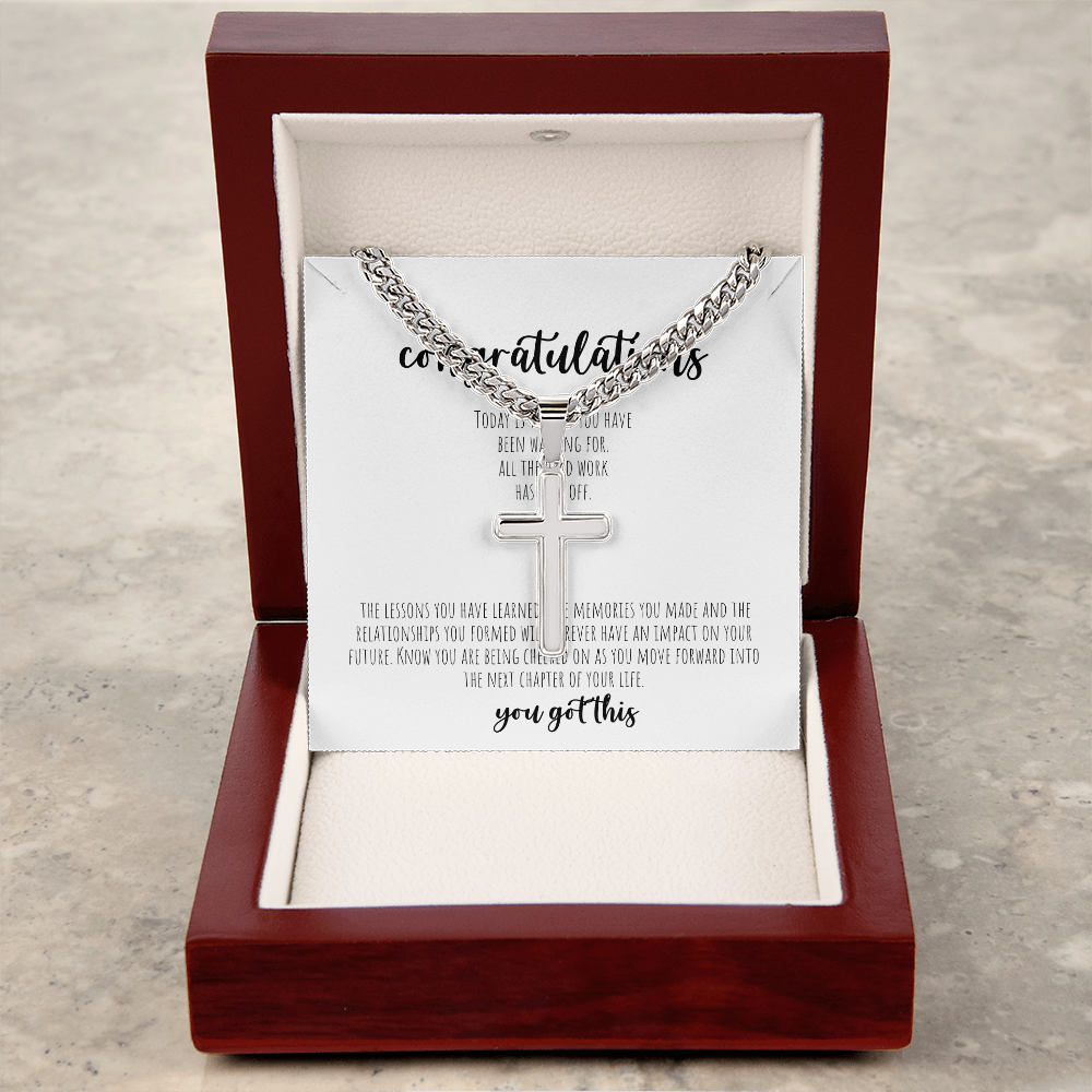 Personalized Cross with Cuban Link Chain