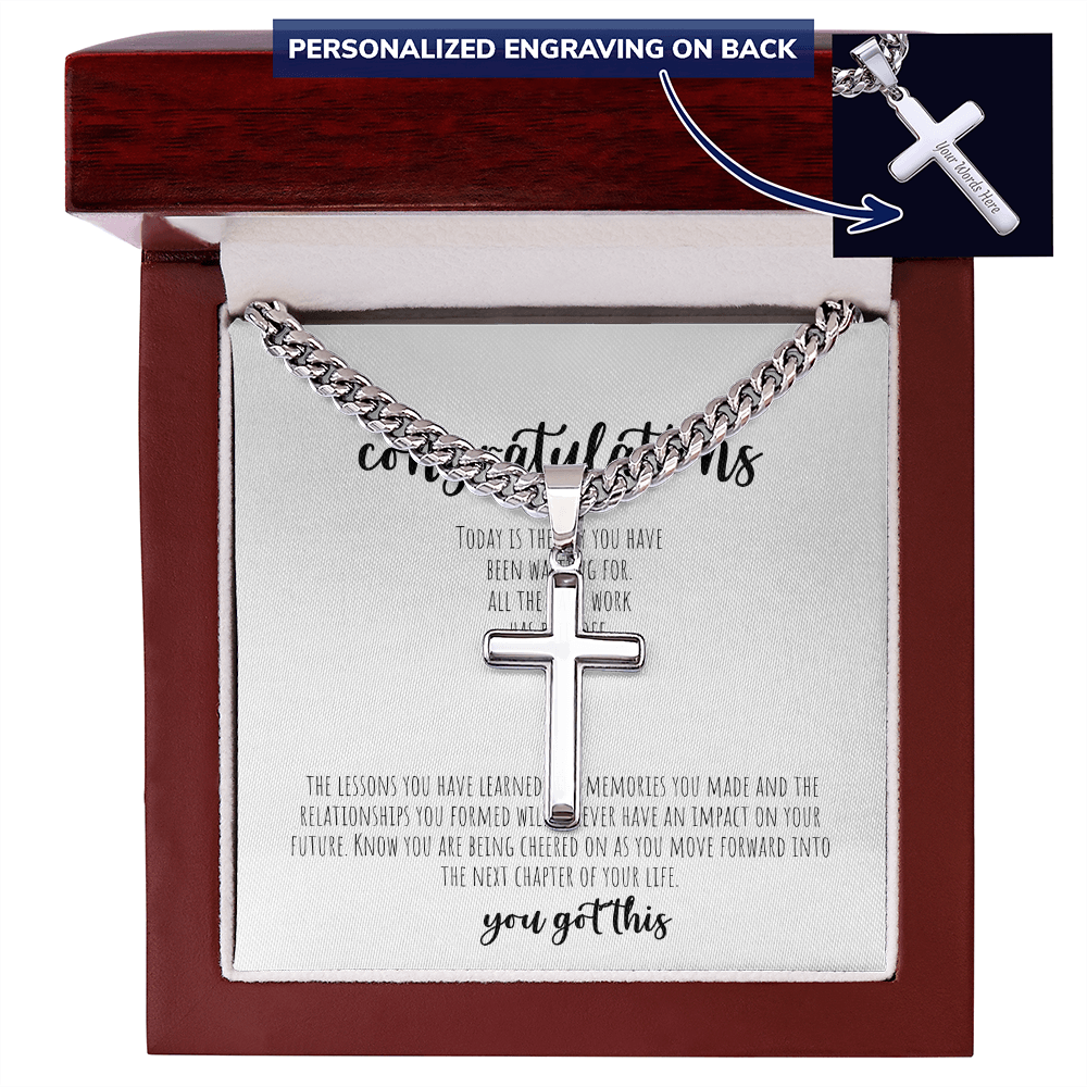Personalized Cross with Cuban Link Chain