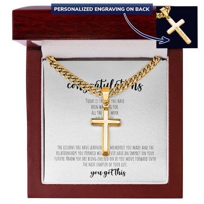 Personalized Cross with Cuban Link Chain