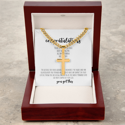 Personalized Cross with Cuban Link Chain