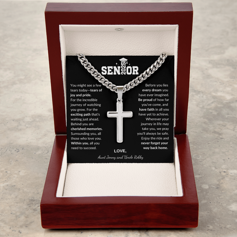 Custom Gift for Graduation "The Beautiful Gift of Watching You Grow" Cross Necklace - Bill and Dot's Finds