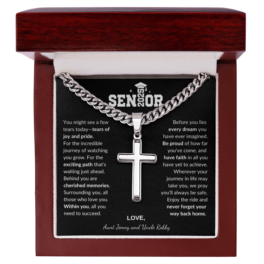 Custom Gift for Graduation "The Beautiful Gift of Watching You Grow" Cross Necklace - Bill and Dot's Finds