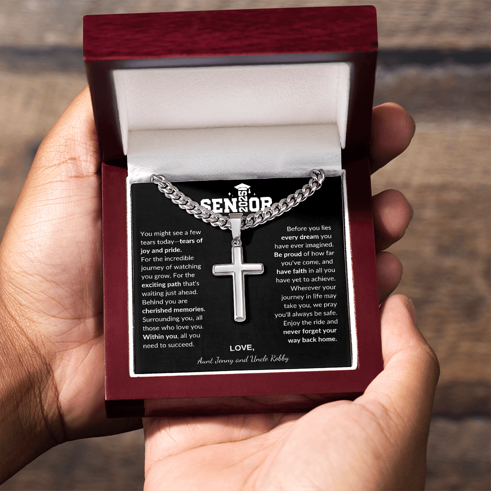 Custom Gift for Graduation "The Beautiful Gift of Watching You Grow" Cross Necklace - Bill and Dot's Finds