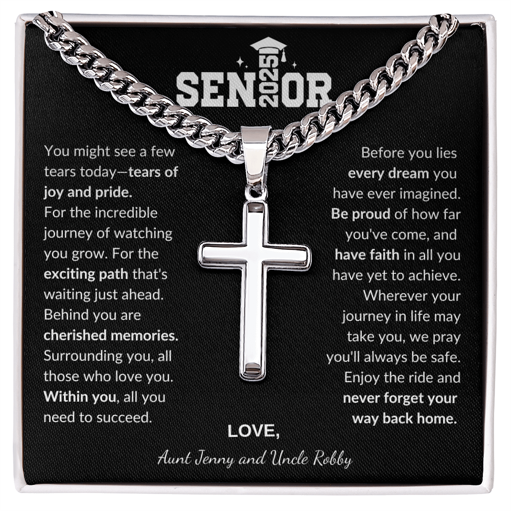 Custom Gift for Graduation "The Beautiful Gift of Watching You Grow" Cross Necklace - Bill and Dot's Finds
