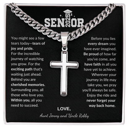 Custom Gift for Graduation "The Beautiful Gift of Watching You Grow" Cross Necklace - Bill and Dot's Finds