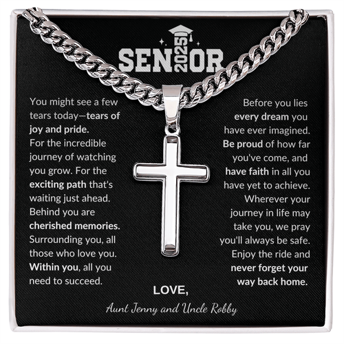 Custom Gift for Graduation "The Beautiful Gift of Watching You Grow" Cross Necklace - Bill and Dot's Finds
