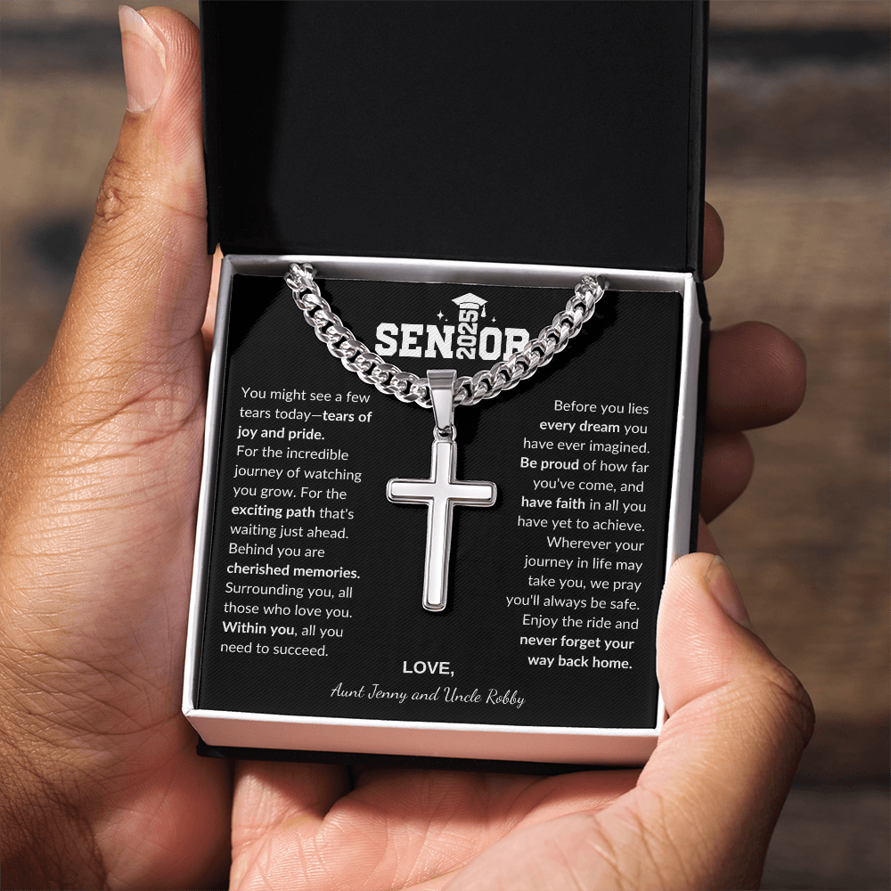 Custom Gift for Graduation "The Beautiful Gift of Watching You Grow" Cross Necklace - Bill and Dot's Finds