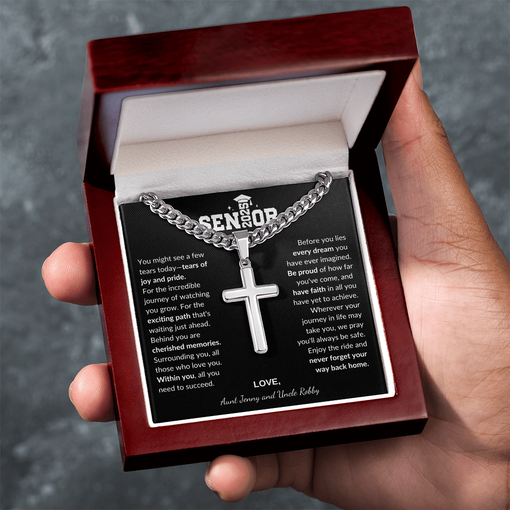 Custom Gift for Graduation "The Beautiful Gift of Watching You Grow" Cross Necklace - Bill and Dot's Finds