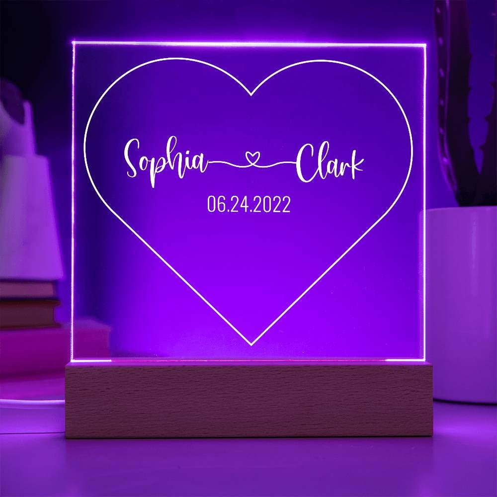 Customized Couple Heart LED Night Light - Bill and Dot's Finds