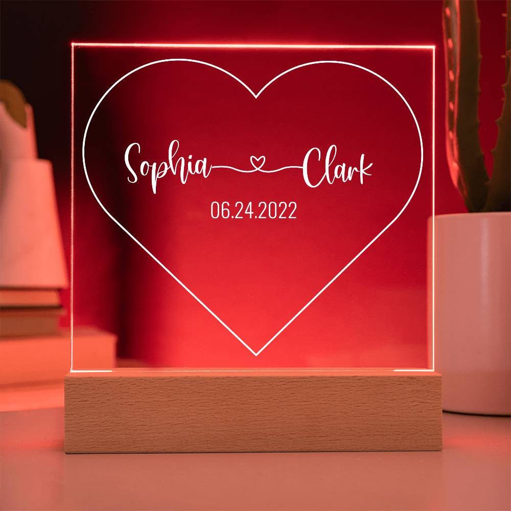 Customized Couple Heart LED Night Light - Bill and Dot's Finds