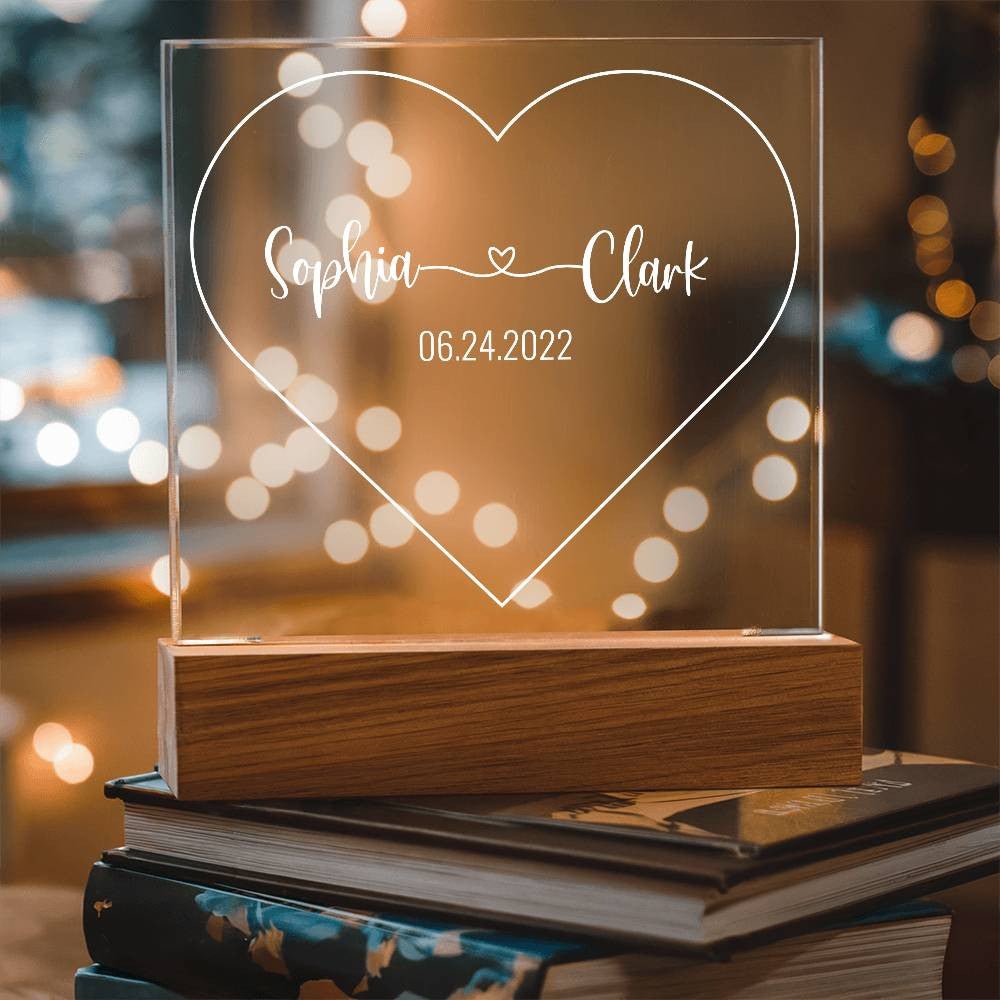 Customized Couple Heart LED Night Light - Bill and Dot's Finds