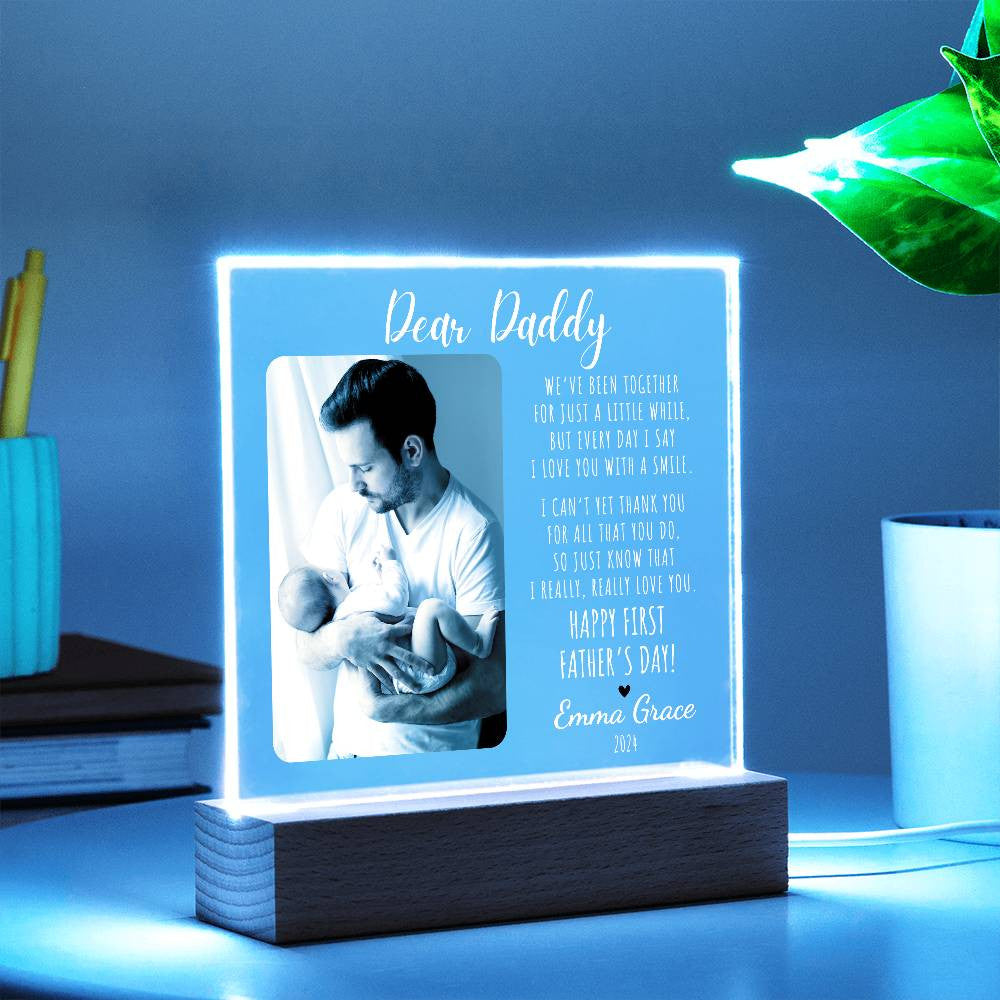 Personalized First Father's Day 2024 Picture Frame w/Optional LED v.1